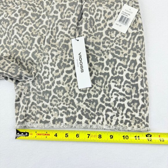 Vigoss Women's Frayed Hem Tan Cheetah Print Ace Cut off Denim Shorts Size 27 NWT - Picture 11 of 11